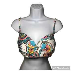 La Blanca Pave the Way Paisley Cross-Front Bikini Top Size 12